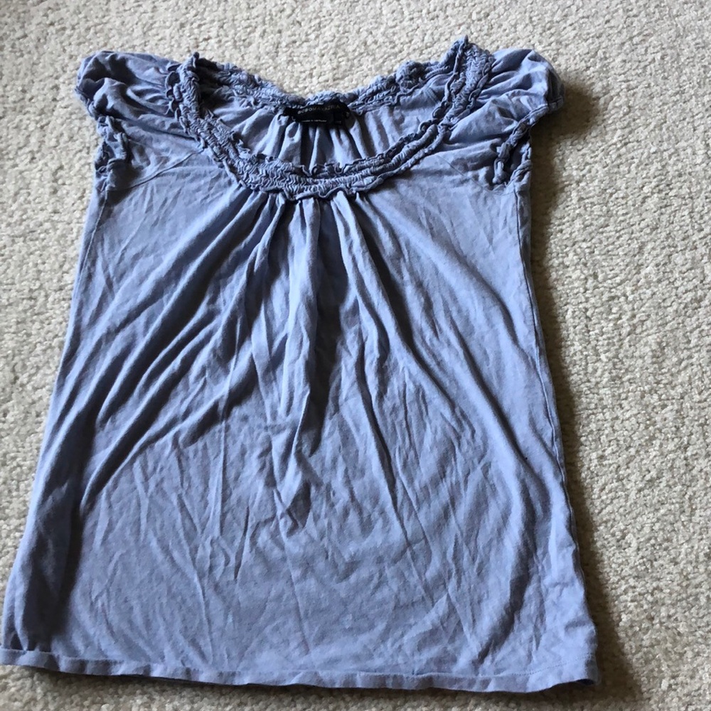 blue ruffle top